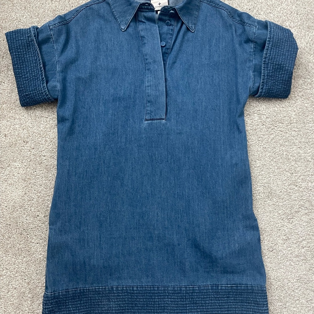 Tuckernuck: Denim Trapunto Stitch Sofia Shirt Dress